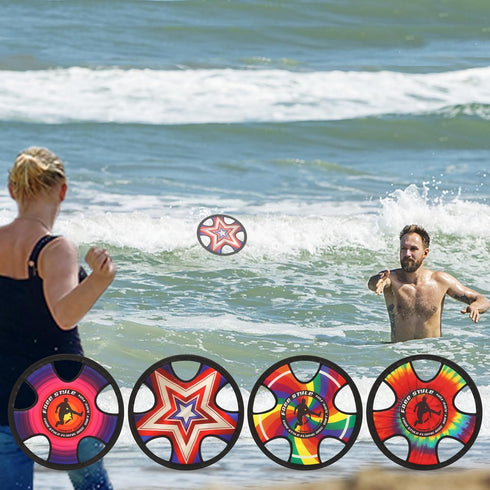 Outdoor Two Soft Frisbee Throwing Disc, Flying Disc for Man and Woman in Yard, Beach, Lawn, Camping, Pool (Neon Lamp +