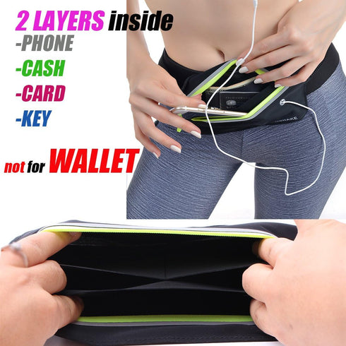 USHAKE Slim Running Belt, Ultra Light Bounce Free Waist Pouch, Fitness Workout Belt for iPhone Samsung