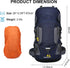 ShowyLive 60L Waterproof Hiking Backpack for Men - Durable, Lightweight with Rain Cover and Adjustable Straps, Blue