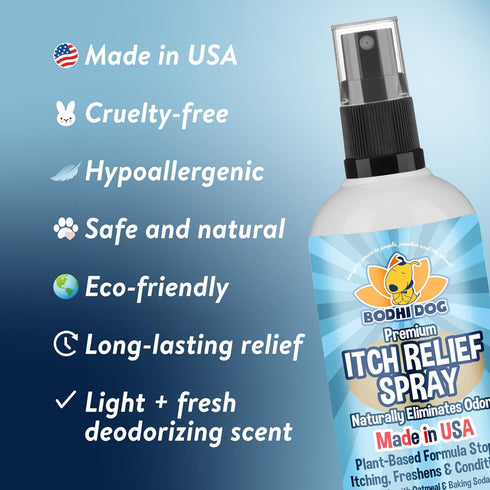 Bodhi Dog Itch Relief Spray, Natural Relief for Dry, Itchy, Allergic Skin, Safe for Dogs & Cats, Soothing Oatmeal