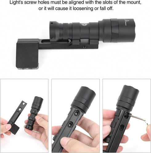 NOBUHIRO Metal Offset Light Mount for M300 M600 Series Tactical Flashlight, Fits 20mm Picatinny Rail