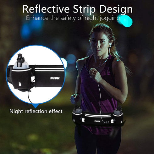PYFK Upgraded Running Belt with Water Bottles, Hydration Belt for Men and Women, Fanny Pack for Running Hiking