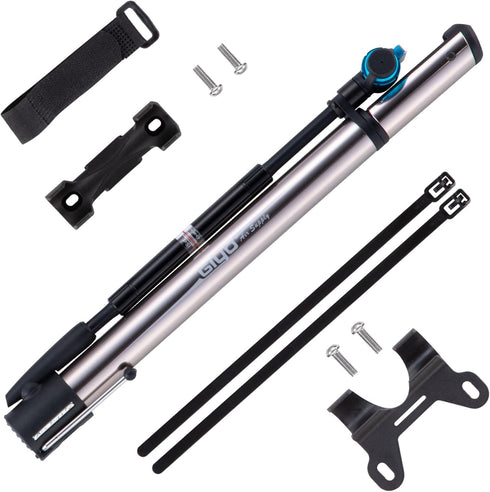 GIYO GM741 High Precision Portable Bike Pump with Gauge, 140 PSI, Universal Valve