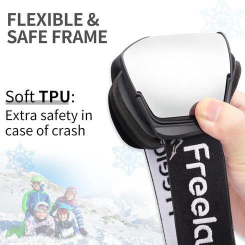 Freela Kids Ski Snowboard Goggles - Anti Fog Anti UV Goggles for Toddler(3-14) Girls Boys Snow Skiing Equipment