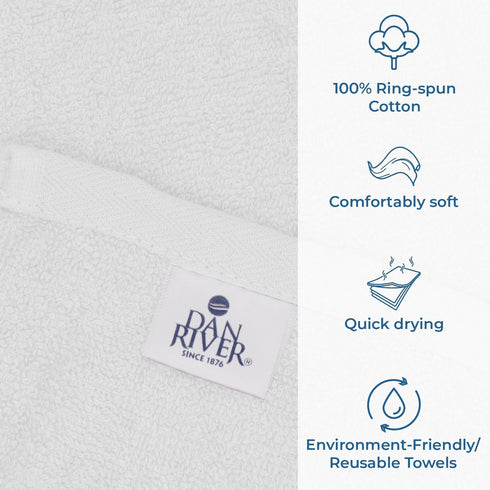 DAN RIVER 100% Cotton Dog Bath Towel, Ultra Soft 450 GSM, Quick Drying, 20x40 inches, White