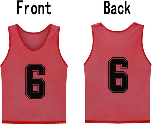 12 Pack Numbered Training Bibs for Kids and Adults