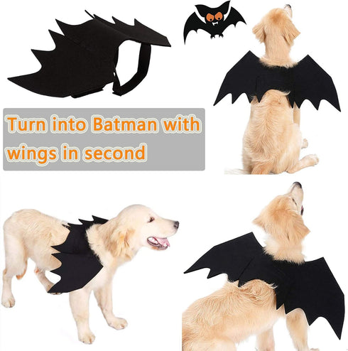 Halloween Costumes - Bat Wings for Small, Medium & Large Dogs & Cats | Funny Pet Apparel, Cosplay Clothes (M)