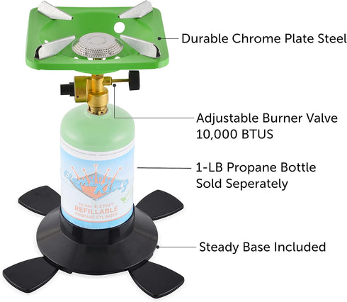 Flame King YSNVT-508 Portable BottleTop Camping Stove, Lightweight Base Stand for Outdoor Cooking