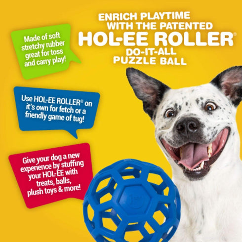 (3 Inch JW Pet Hol-ee Roller Dog Toy Puzzle Ball, Natural Rubber, Small Diameter), Colors May Vary