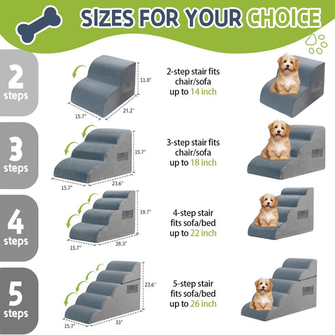 Dog Stairs for High Beds, 3-Step Steps 15.8" H for Small Dogs Cats to 16-20 inches Tall Couch/Chair/Beds