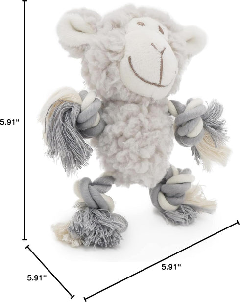 Senior Mini Fleece Dog Toy - Calming Lavender with Rope Arms/Legs, Grey, 15cm x 15cm for Senior Dogs