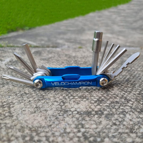 VeloChampion 14 in 1 Blue Multifunctional Bike Repair Tool, Compact with Storage Case