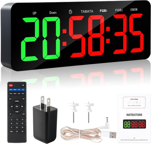 Faweskiy Upgraded Gym Timer Clock for Tabata/FBG/EMOM - Large Workout Clock for Home