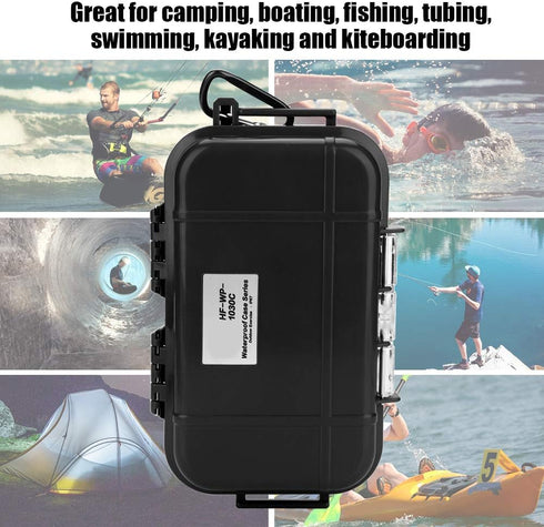 Tomotato Waterproof Storage Case, Outdoor Shockproof Airtight Carry Box for Boating Camping (Black)