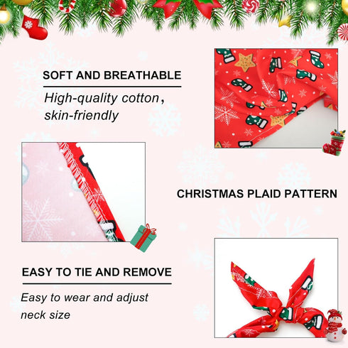 Ittokis 4 Pack Set Dog Bandana Christmas Scarf Bibs Kerchief Pet Christmas Costume Xmas Holiday Bandanas for Medium