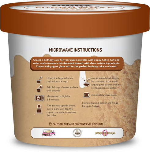 Cuppy Cake Microwave Cake in a Cup for Dogs, Just Add Water and Microwave (Peanut Butter Flavor 2 pack) Made in USA