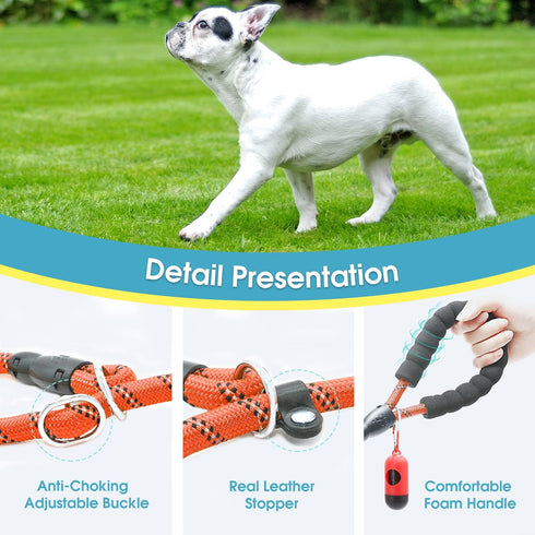BAAPET 6 Feet Slip Lead Dog Leash, Anti-Choking with Upgraded Durable Rope Cover and Padded Handle, Red