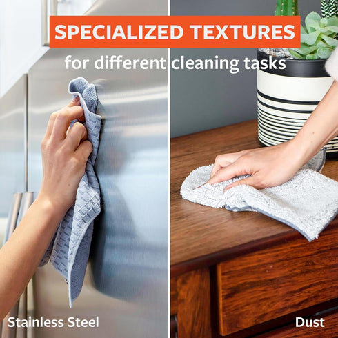 Pack Set 5 Full Circle Renew, Essential Cleaning Cloths, Ultra-Durable Recycled Microfiber, Variety for Cleaning Glass