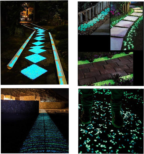 Oubest Glow in The Dark Rocks, Green Glow Pebbles Decor for Garden, Fish Tank, Walkway, Driveway, Plant Pots (100)