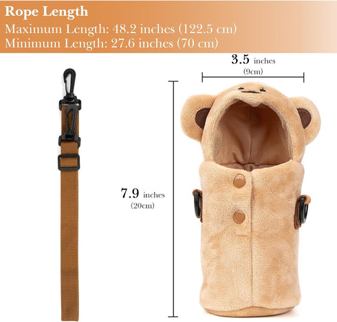 Linkidea 12oz/16oz, Plush Water Bottle Carrier Compatible with Thermos FUNTAINER Steel/Tritan Warm Bear Waterbottle