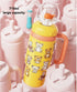 Luocute 710ml Stainless Steel Whale Fountain Cup, Kids Sippy Cup Water Bottle with Lid and Straw, for Toddlers Babies