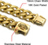 18K Gold Dog Chain Collar - Metal Chain with Secure Buckle, Cuban Link (Strong, 24")
