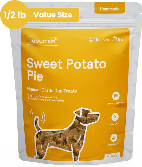 Sweet Potato Dog Treats - Organic, Grain Free, Non-GMO Biscuits Made in USA (8 oz)