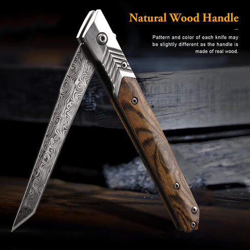 Pocket Knife for Men, Tanto Folding Knife with Sheath, Slim Gentleman's EDC Knives for Outdoor