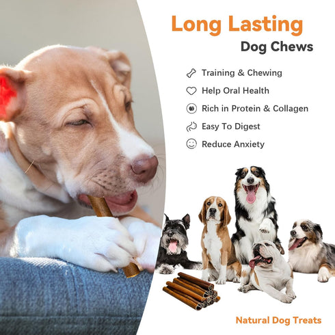 AZRAPAWS 12" 10 Pack Beef Collagen Sticks for Dogs, Dog Chews for Medium and Large Dogs, Bully Sticks