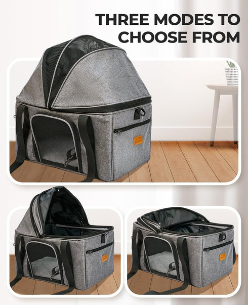 25 lbs, BurgeonNest Top-Expandable Large Cat Carrier, Soft-Sided Cat Bag for Medium & Large Cats Up to Upgraded Small