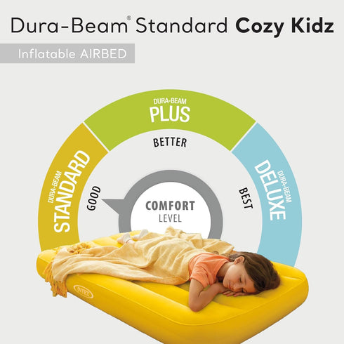66803EP Cozy 34.5" 62" 7" Intex Kidz Inflatable Airbed: Fiber-Tech Velvety Soft Surface Carry Bag Included Color May