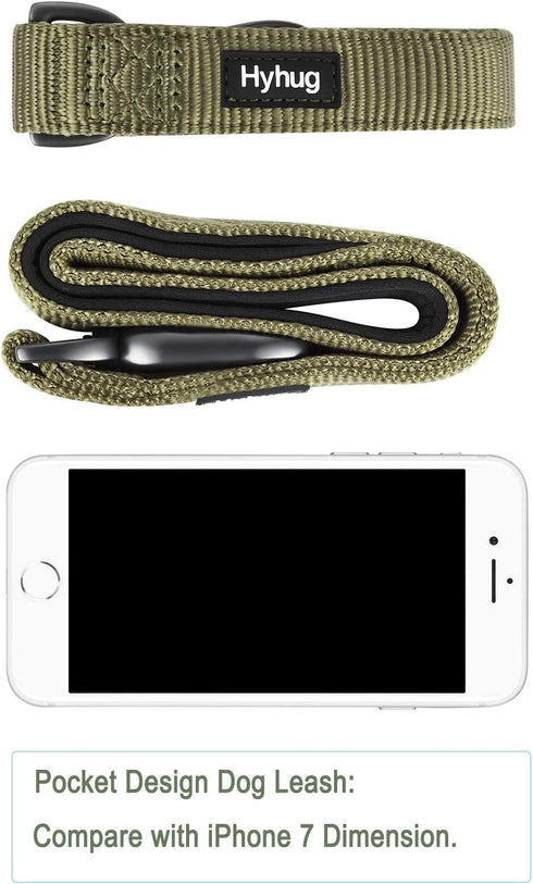 Heavy Duty Nylon Short Dog Leash with Padded Handle, Durable Training Leash for Small Medium Large Dogs (18 Inches,