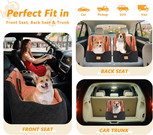 CESOO 40lbs, Dog Car Seat for Small/Medium Dogs Under Dog Booster Car Seats Memory Foam and Velvet, Detachable