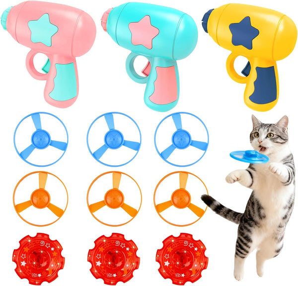 12 Pcs Cat Fetch Toy Set with 3 Red Spinning Tops 6