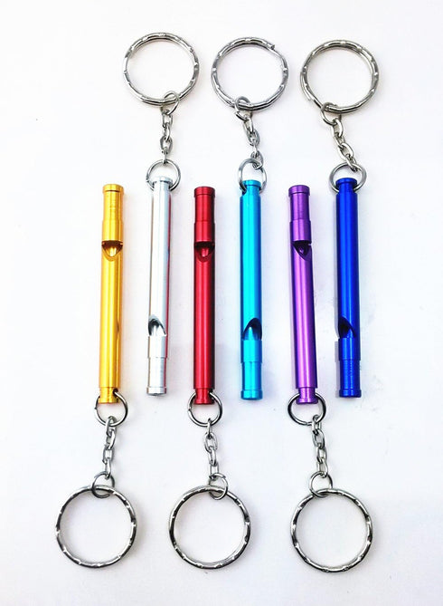 yueton 6pcs Colorful Slim Aluminium Whistles with Key Ring, Emergency Survival Whistle for Dog Training