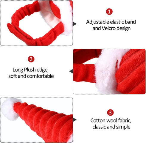 2 Pieces Guinea Christmas Hat - Adjustable Elastic Band Santa Claus Cap for Small Animal Christmas Party Decor