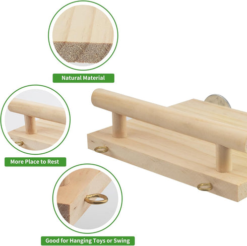 Natural Wood Bird Perches for Cage, Platform Swing, Nail Trimming Paw Grinding Stick for Parakeet Cockatiels Parrot