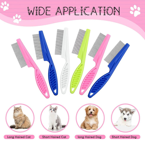 10 2 Pcs Flea Comb for Dogs and Cats Flea Remover Tool with Stainless Steel Metal Teeth for Detangling Grooming Kit