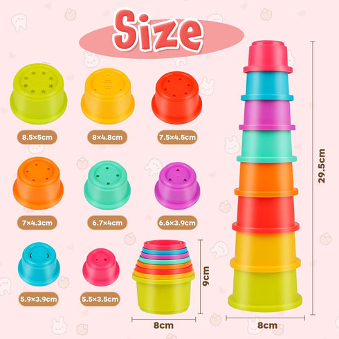 8PCS Chinchilla Playset SKYWHALE Bunny Toys, Stacking Cups for Rabbits, Stackable Plastic Pet Nesting Snack Container