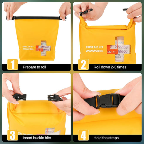 RHINO RESCUE Waterproof First Aid Kit, Lightweight Dry Bag for Outdoor Emergency Supplies, Yellow