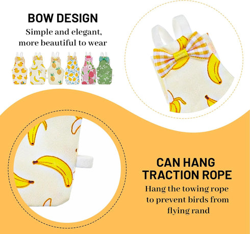 Telooco 6Pcs Bird Diaper, Reusable Parrot Diapers with Waterproof Inner - Washable Parrot Diapers for Indoor Parakeet