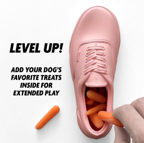 Premium Beef-Flavored Dog Chew Toy - Large Sneaker Shoe - Natural Rubber, Heavy Duty, Powder Pink