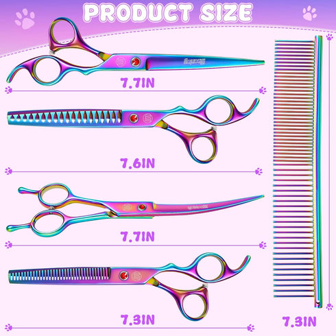Set, 7 Inch/8 Inch Professional Dog Grooming Scissors Pet Grooming Scissors Chunkers Shears for Dog, Curved Dog