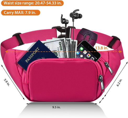 Syican Large Fanny Pack for Women Men - Waist Bag with 3-Zipper Pockets, Gifts for Sports, Traveling, Workout, Casual,