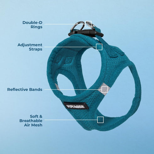 Best Pet Supplies No Pull Harness - All Weather Mesh, Reflective for Small, Medium Dogs, Cats - Turquoise, XXS