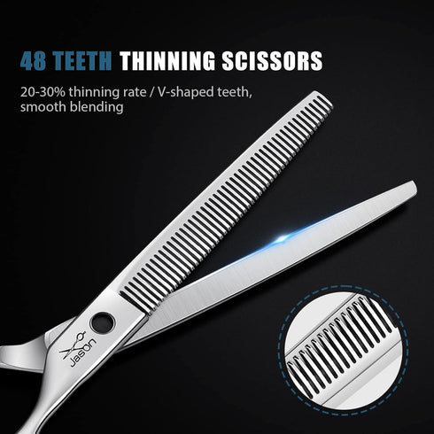 7.5" Trimming Offset JASON Dog Grooming Thinning Blending Scissor, Ergonomic Pet Grooming Thinner Blender Shears Cat