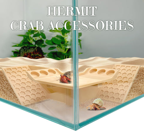 TYZEMKO 3-in-1 Hermit Crab Cave Hideout, Underground Tunnel & Climbing Toys, Reptile Tank Accessories Habitat Decor