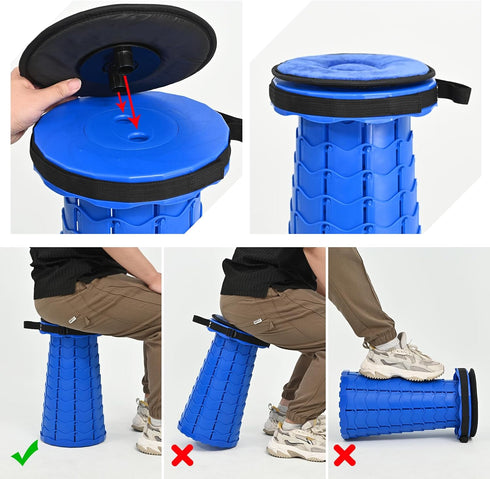 2 Pack 400lbs, Upgraded Collapsible Stools Folding Stool with Cushion,Retractable Folding Stool Max Load Capacity
