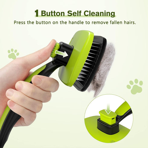 Pecute Self-Cleaning Slicker Brush for Dogs, Cats, Lightweight Brush for Shedding and Grooming, Removes Loose Fur