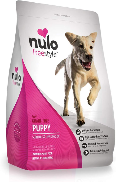 Nulo Puppy Food Grain Free Dry Food, Salmon and Peas Recipe, 4.5 lb Bag with BC30 Probiotic and DHA